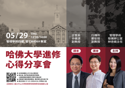 114/5/29(四)哈佛大學進修心得分享會(另開新視窗)